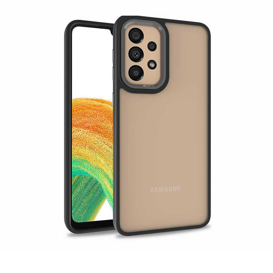 Samsung Galaxy A33 5G Kılıf Kamera Çıkıntılı Arkası Şeffaf Köşeleri Parlak Renkli Işlemeli Flora Kapak Siyah