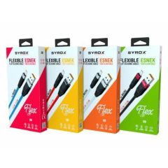 Syx-c105 Iphone Yassı Silikon Kablo Siyah Beyaz