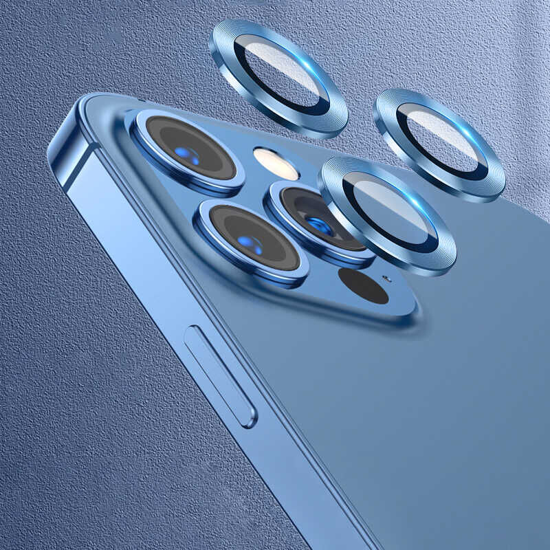 iPhone 13 Pro CL-07 Kamera Lens Koruyucu Mavi