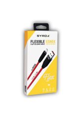 Syx-c105 Iphone Yassı Silikon Kablo Siyah Beyaz SİYAH KIRMIZI