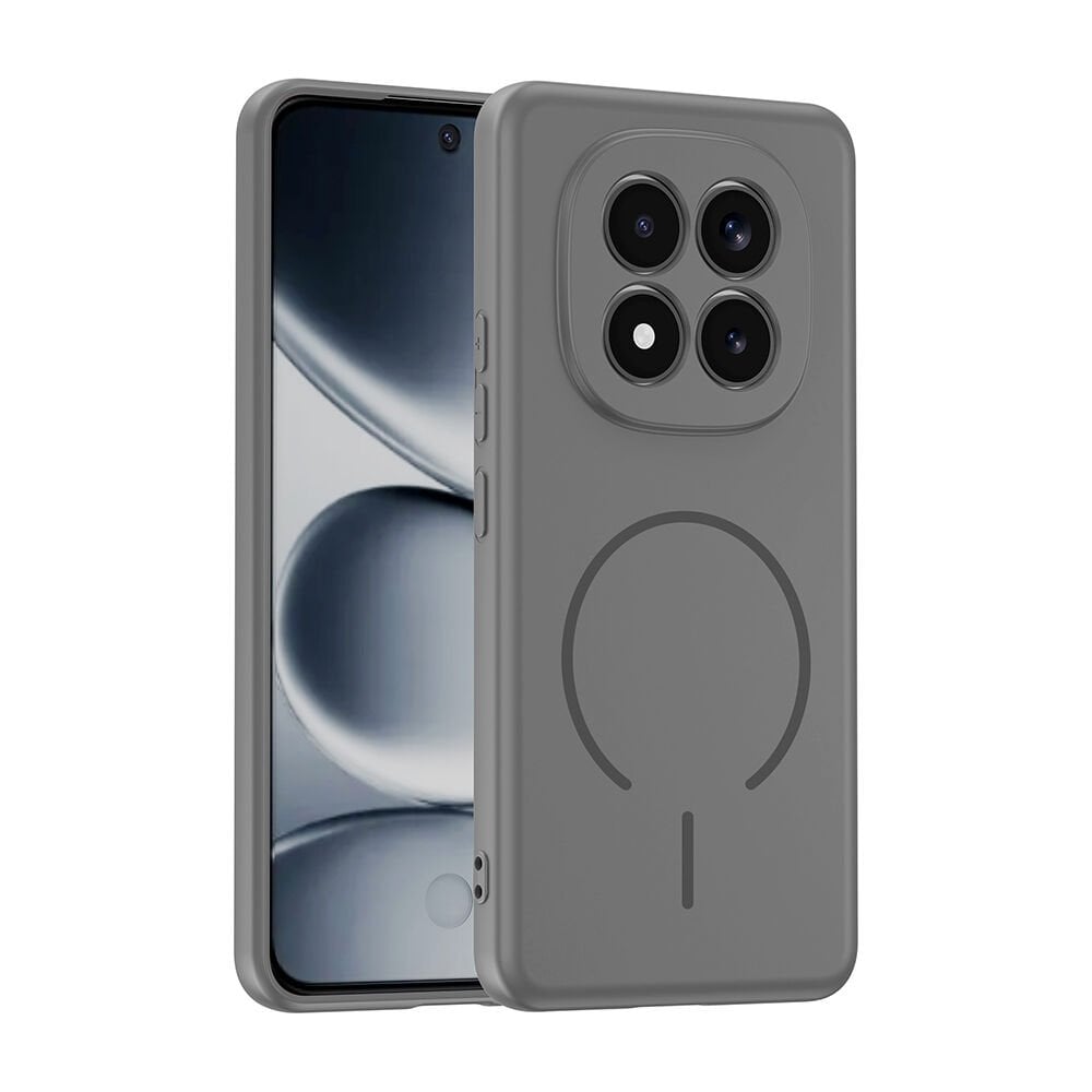 Xiaomi Redmi Note 15 Pro 5G Meta Lansman Magsafe Kamera Korumalı içi Kadife Yumuşak Renkli Süet Silikon Titanyum-Gri