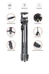 8810 Profesyonel 360 Derece Çok Amaçlı 1.2m Tripod Kamera Tripod