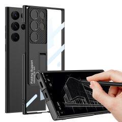 Samsung Galaxy S23 Ultra Kılıf Kamera Korumalı Şeffaf Tasarımlı  Lego Standlı Kapak