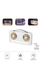 LED Işıklı Çift Fanlı Mini Masaüstü Vantilatör 1200mAh Şarjlı Taşınabilir Fan