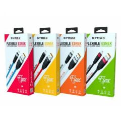 Syx-c105 Iphone Yassı Silikon Kablo Siyah Beyaz Mavi