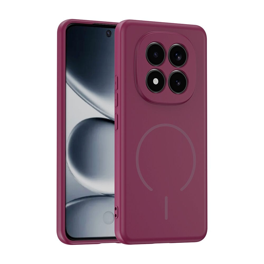 Xiaomi Redmi Note 15 Pro 5G Meta Lansman Magsafe Kamera Korumalı içi Kadife Yumuşak Renkli Süet Silikon Mürdüm
