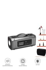 Araç Hava Kompresörü Akü Takviyeli Dijital Ekranlı Işıklı Taşınabilir Oto Kompresörü APS04