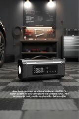 Araç Hava Kompresörü Akü Takviyeli Dijital Ekranlı Işıklı Taşınabilir Oto Kompresörü APS04