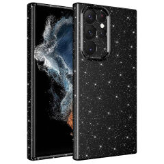 Samsung Galaxy S22 Ultra Kılıf Kamera Korumalı Simli Lüks Koton Kapak Turuncu
