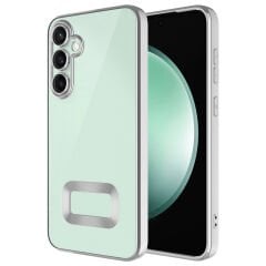 Samsung Galaxy A36 Logo Gösteren Parlak Kenarlı Kamera Lens Korumalı Şeffaf Omega Silikon Kapak