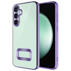 Samsung Galaxy A36 Logo Gösteren Parlak Kenarlı Kamera Lens Korumalı Şeffaf Omega Silikon Kapak