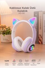 Bluetooth Kulaklık Kulak Üstü Kedi Tasarımlı Kablosuz Kulaklık HD90