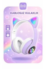 Bluetooth Kulaklık Kulak Üstü Kedi Tasarımlı Kablosuz Kulaklık HD90