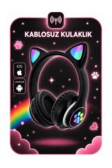 Bluetooth Kulaklık Kulak Üstü Kedi Tasarımlı Kablosuz Kulaklık HD90