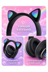 Bluetooth Kulaklık Kulak Üstü Kedi Tasarımlı Kablosuz Kulaklık HD90