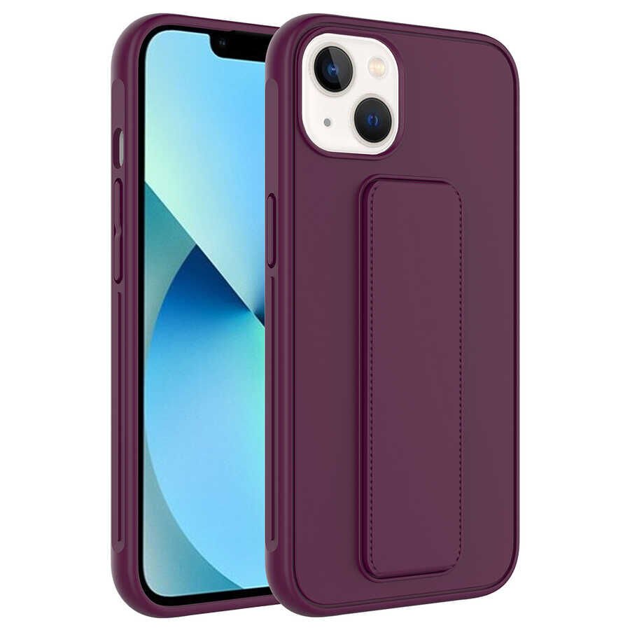 iPhone 13 Kılıf Qstand Kapak Mürdüm
