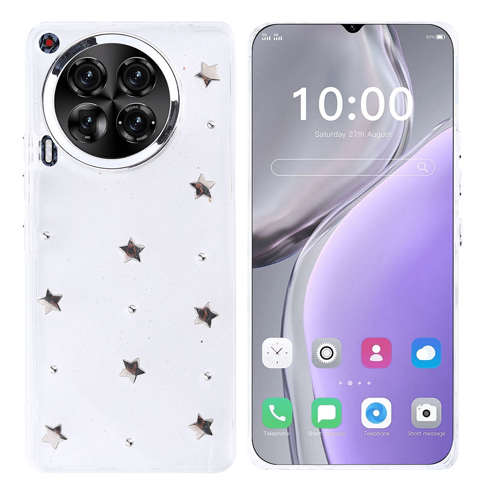 Tecno Camon 30 5G Kılıf Airbag Tasarımlı Simli Şeffaf Kutup Kapak Yıldız