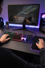 Oyuncu Rgb Işıklı Kablolu Q Klavye Ve Mouse Seti TMK03