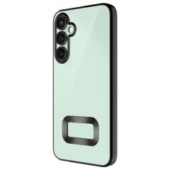 Samsung Galaxy A56 Logo Gösteren Parlak Kenarlı Kamera Lens Korumalı Şeffaf Omega Silikon Kapak