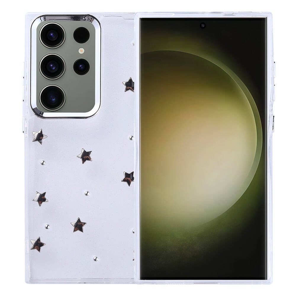 Samsung Galaxy S25 Ultra Kılıf Airbag Tasarımlı Simli Şeffaf Kutup Kapak Yıldız