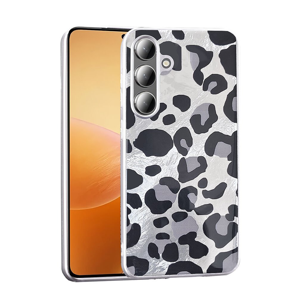 Samsung Galaxy S25 Kılıf Tasarim Desenli Mep Kapak Gri Leopar