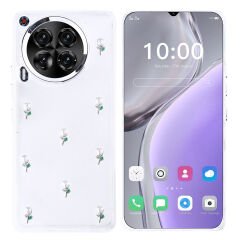 Tecno Camon 30 4G Kılıf Airbag Tasarımlı Simli Şeffaf Kutup Kapak Kiraz