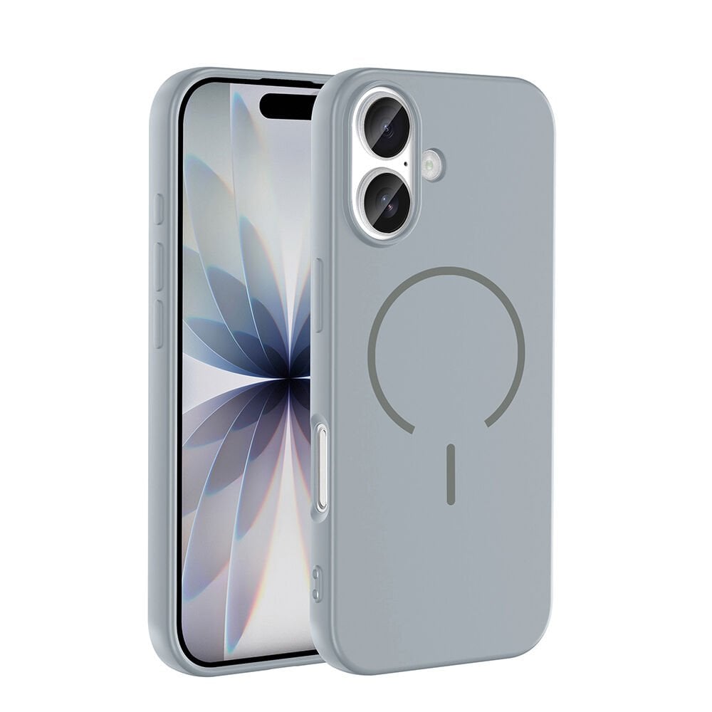 iPhone 17 Kılıf Meta Lansman Magsafe Kamera Korumalı içi Kadife Yumuşak Renkli Süet Silikon Titanyum-Gri