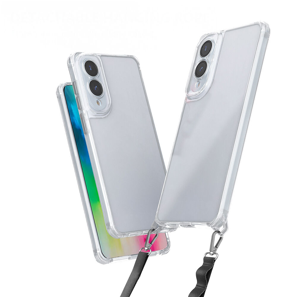 Samsung Galaxy S25 Edge Kılıf Airbagli Takılabilir Askı Aparatlı Snap Silikon Kapak Şeffaf
