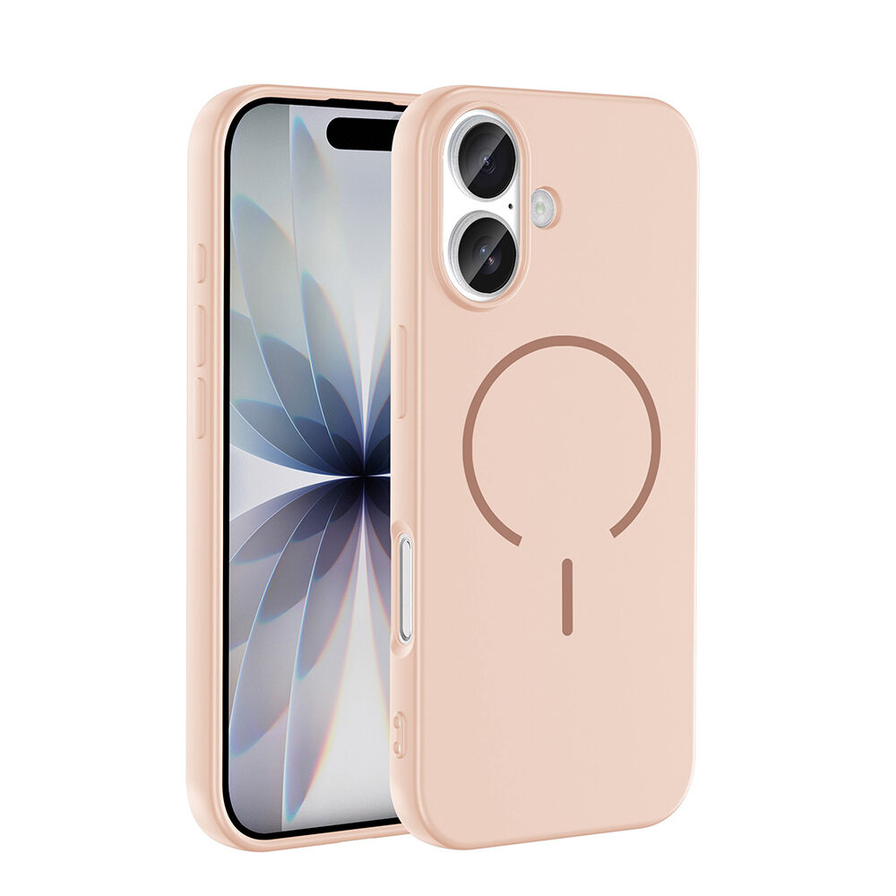 iPhone 17 Kılıf Meta Lansman Magsafe Kamera Korumalı içi Kadife Yumuşak Renkli Süet Silikon Pembe