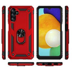 Samsung Galaxy A13 5G Kılıf Vega Tank Sert Yüzüklü Standlı Zırh Koruma Kapak Mavi
