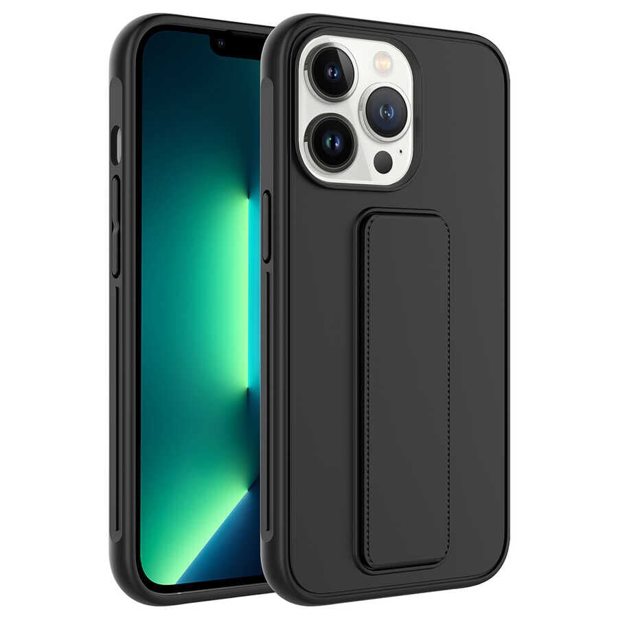 iPhone 13 Pro Max Kılıf Qstand Kapak Siyah