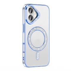 iPhone 16 Kılıf Pırlanta Taş Tasarımlı Kablosuz Şarj Özellikli Karetta Silikon Kapak
