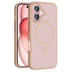 iPhone 16 Plus Kılıf Kablosuz Şarj Özellikli Mat Arka Yüzey Sio Kapak Rose Gold