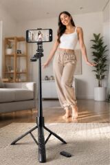 Tripod Kumandalı 153CM Android Ios Go Pro Uyumlu Selfie Çubuğu L16 Pro