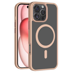 iPhone 16 Pro Max Kılıf Kablosuz Şarj Özellikli Mat Arka Yüzey Sio Kapak Rose Gold