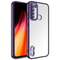 Xiaomi Redmi Note 8 Kılıf Kamera Korumalı Logo Gösteren Omega Kapak Kılıf Derin Mor