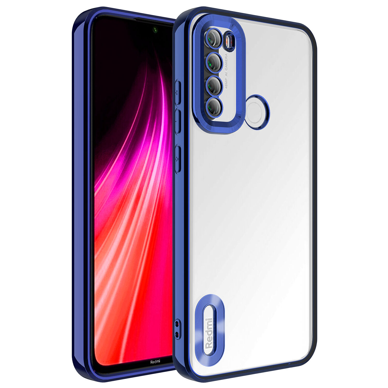Xiaomi Redmi Note 8 Kılıf Kamera Korumalı Logo Gösteren Omega Kapak Kılıf Lacivert