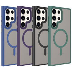 Samsung Galaxy S23 Ultra Kılıf Mat Arka Yüzey Wireless Şarj Özellikli Flet Magsafe Kapak