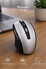 Mouse Yan Tuşlu Optik Kablosuz Fare TM08 Gri
