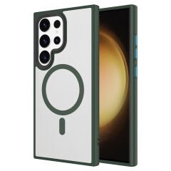 Samsung Galaxy S23 Ultra Kılıf Mat Arka Yüzey Wireless Şarj Özellikli Flet Magsafe Kapak