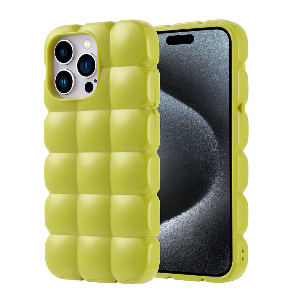iPhone 15 Pro Max Kılıf Parlak Esnek Silikon Dom Dom Kapak Yeşil