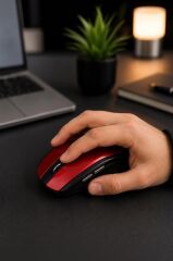 Mouse Yan Tuşlu Optik Kablosuz Fare TM08 Kırmızı