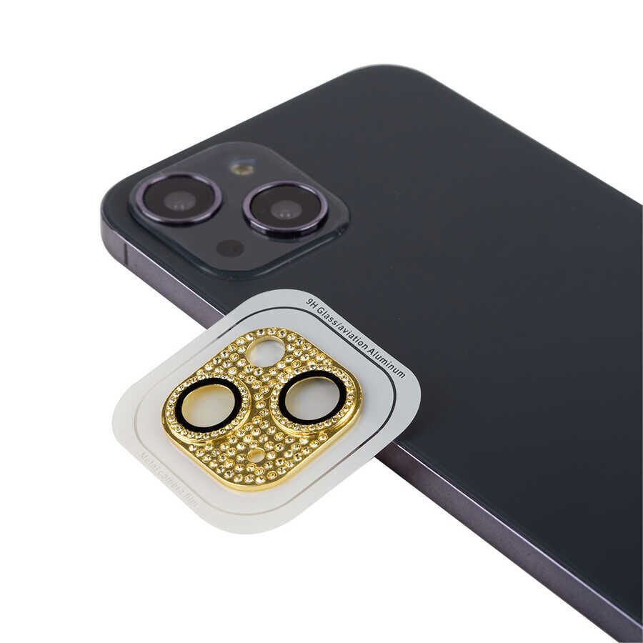 iPhone 13 CL-08 Kamera Lens Koruyucu Gold