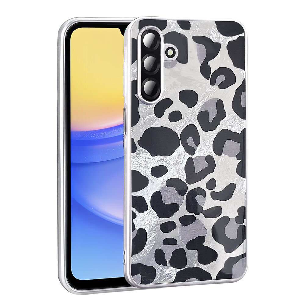 Samsung Galaxy A26 Kılıf Tasarim Desenli Mep Kapak Gri Leopar