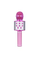 WS-858 Karaoke Mikrofon Aux Usb Ve Sd Kart Girişli Bluetooth Hoparlör Pembe