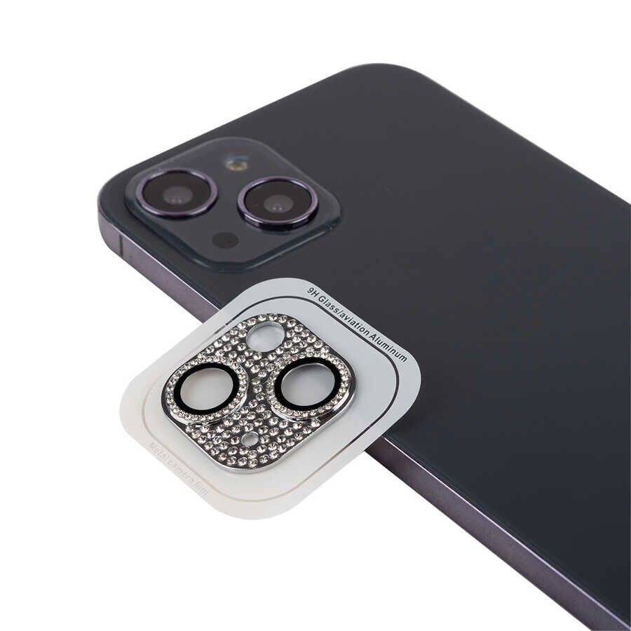 iPhone 13 CL-08 Kamera Lens Koruyucu Gümüş