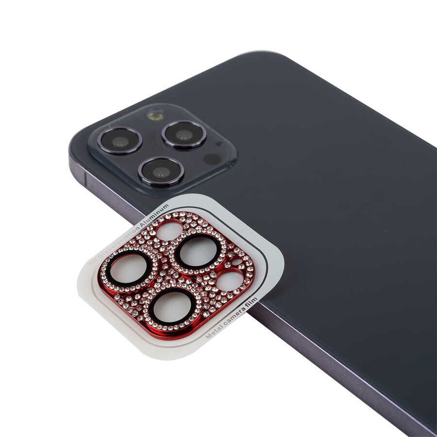 iPhone 12 Pro CL-08 Kamera Lens Koruyucu Kırmızı