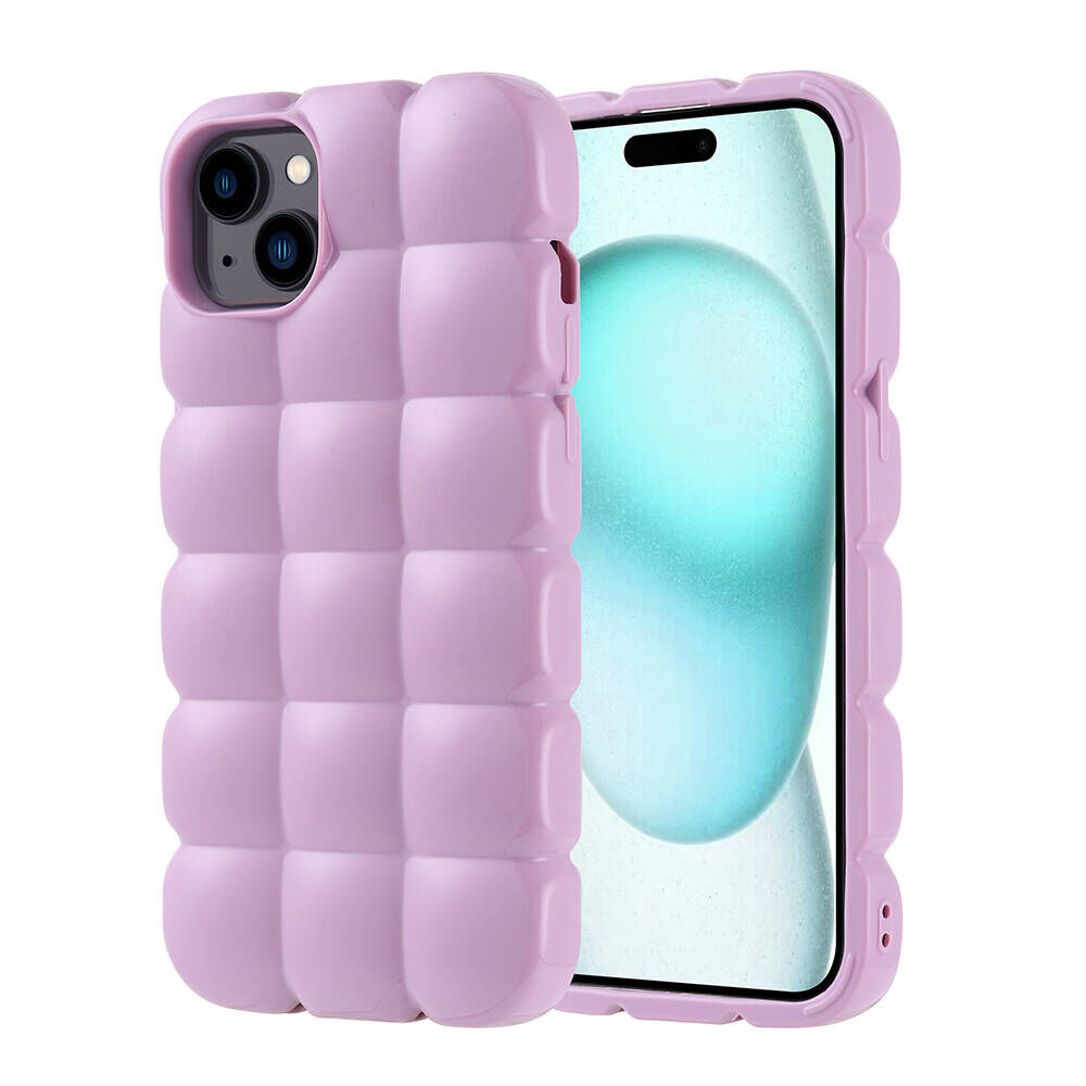 iPhone 15 Plus Kılıf Parlak Esnek Silikon Dom Dom Kapak Lila