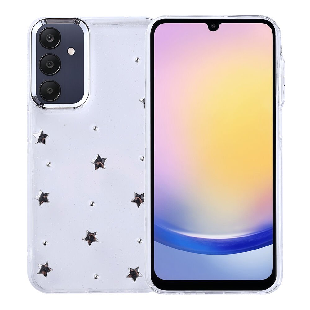 Samsung Galaxy A25 Kılıf Airbag Tasarımlı Simli Şeffaf Kutup Kapak Yıldız