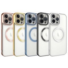 iPhone 13 Pro Max Kılıf Magsafe Wireless Şarj Özellikli Setro Silikon Siyah